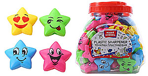 Plastic Sharpener - Star, assortment of 4 colors