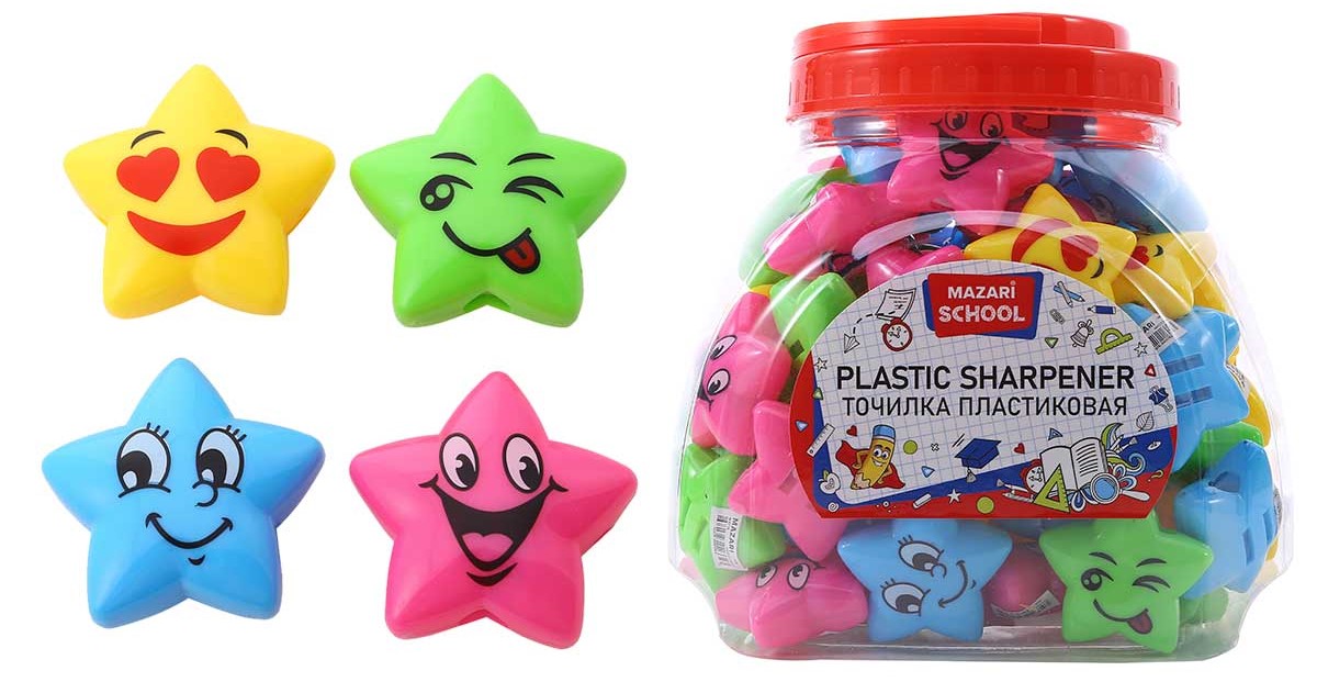 Plastic Sharpener - Star, assorted 4 colors