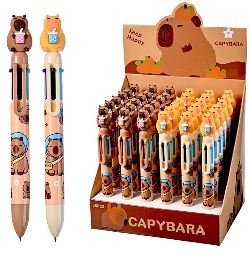Ручка шариковая автоматическая, 6 цветов - Капибара, в ассортименте