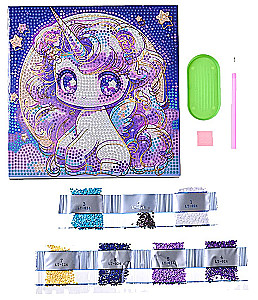 Diamond mosaic with gold embossing - Unicorn, full coverage