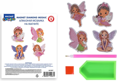 Diamond Mosaic on Magnet - Fairies