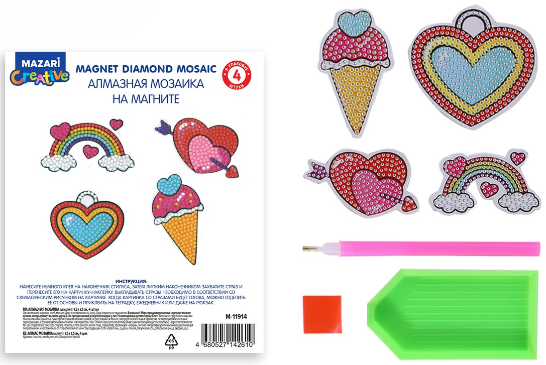 Diamantmosaik auf Magnet