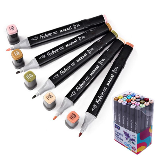 Divpusējie skiču marķieri - Fantasia, 24 krāsas, Pastel colors (pasta krāsas)