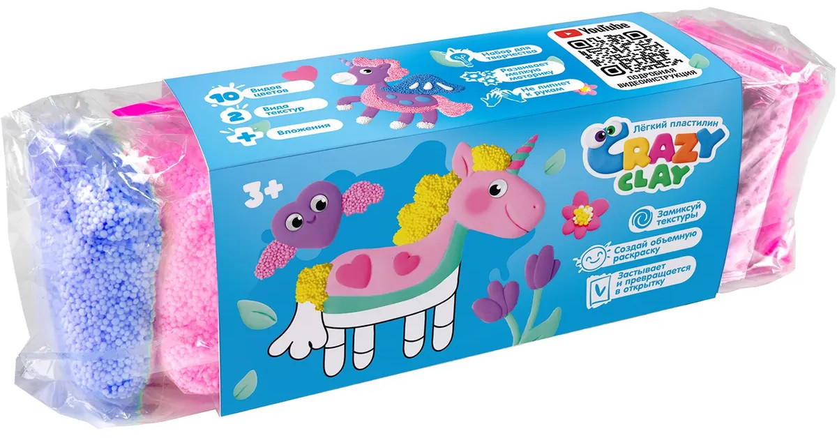 Kūrybos rinkinys iš lengvos plastilino - Crazy Clay. Vienaragiai