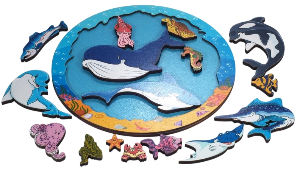 Wooden Puzzle - Zoo Puzzle. Underwater World