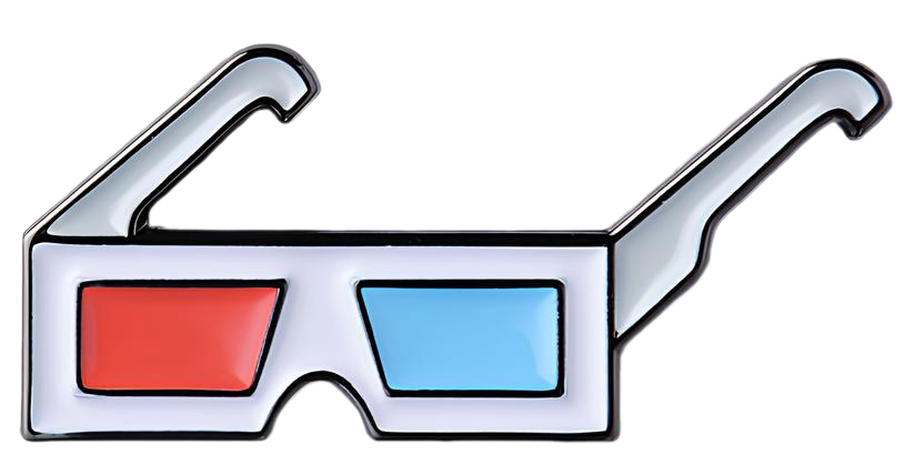 Emaliowany znaczek - okulary 3D
