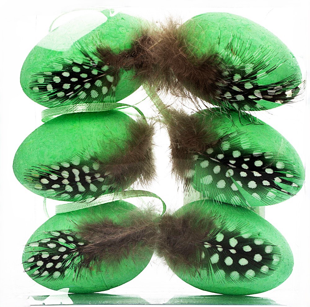 Набор декоративных яиц с перьями