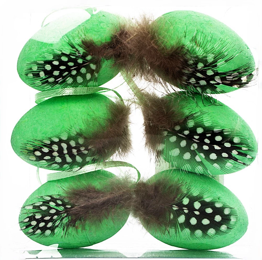 Set of Decorative Eggs with Feathers