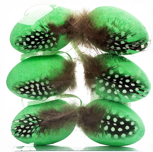 Set of Decorative Eggs with Feathers