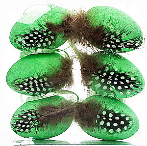 Set of Decorative Eggs with Feathers