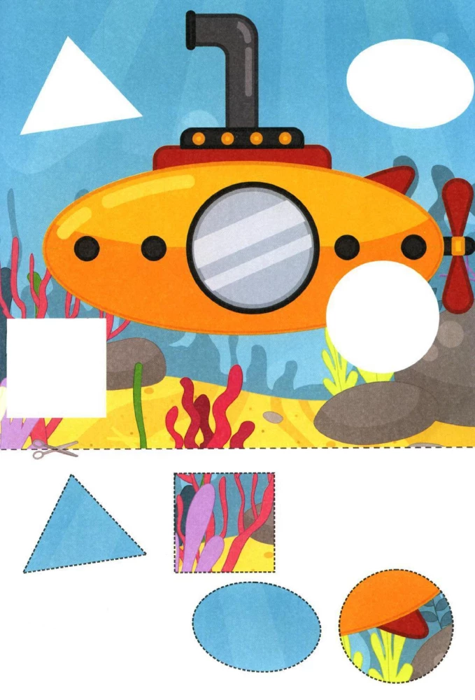 First Cutouts. Cut and Stick on the Picture