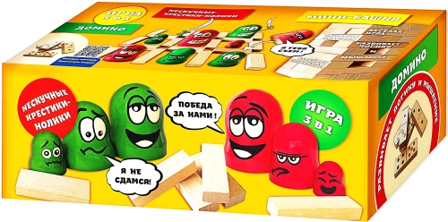 Board game - (3in1) Mini-tower, Domino, Tic-tac-toe