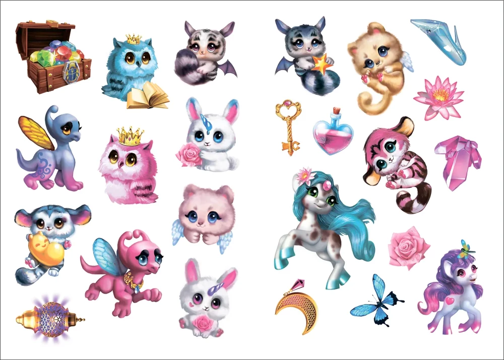 Magical Coloring Books with Stickers. Magical Pets. Wonderful Forest