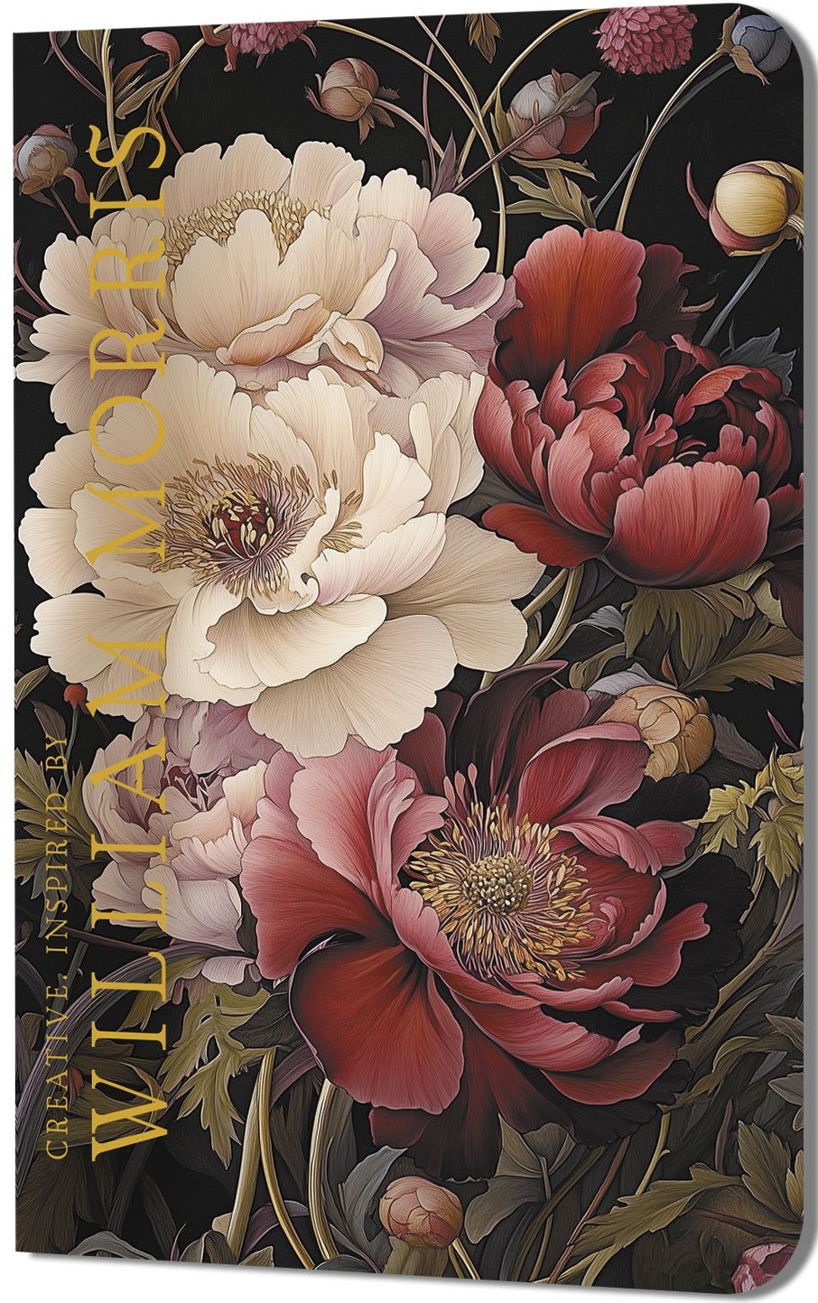 Creative Notebook. Inspired by William Morris (peonies on a dark background)