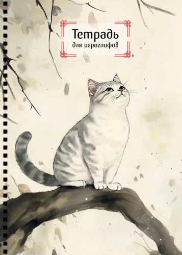 Notepad for Hieroglyphs on a Spiral. Playful Kitten