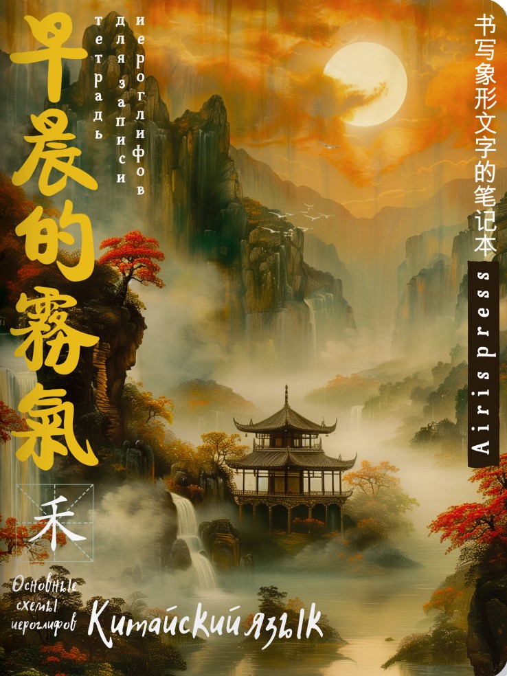 Zināšanu piezīmju grāmatiņa ķīniešu hieroglifiem (Pagoda saulrietā)