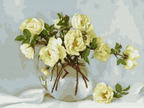 Numbered Painting with Crystal Rhinestones - Elderberry. White May Bouquet