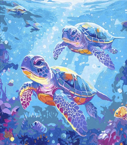 Crystal Diamond Painting by Numbers - Sea Turtles