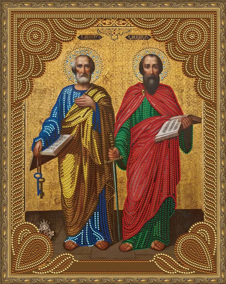 5D deimantinė mozaika su rėmeliu - Šventieji apaštalai Petras ir Paulius