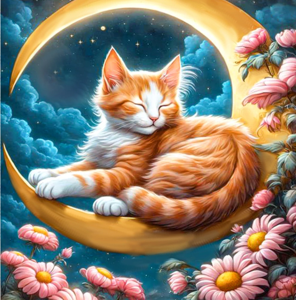 Picture by Numbers with Gold Leaf - Moon Cradle