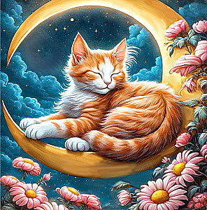 Picture by Numbers with Gold Leaf - Moon Cradle