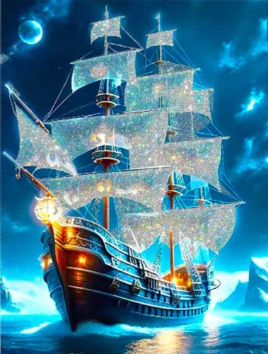 Crystal Numbered Painting - Lonely Sailboat