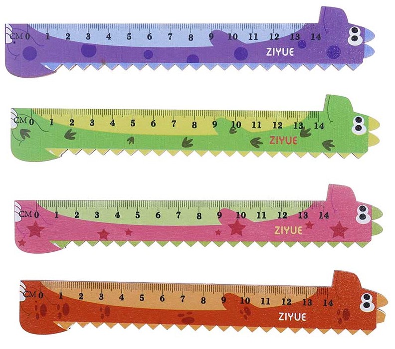 Puidust joonlaud 14 cm, 4 värvi