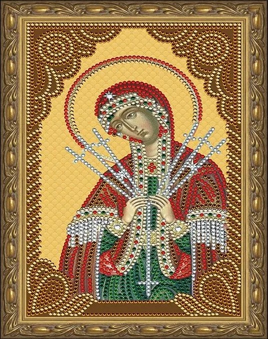 5D Diamond Mosaic with Framed - The Mother of God of the Seven Arrows