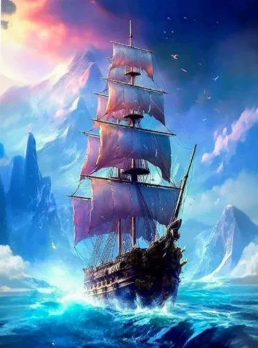 Painting by numbers - Ship at sea