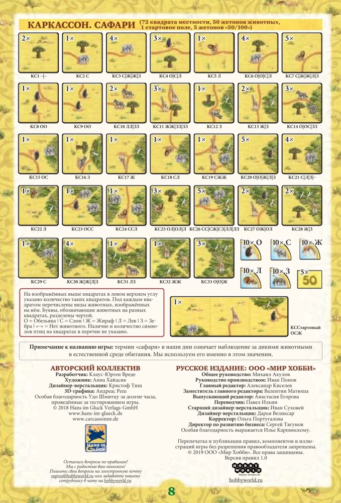 Board game - Carcassonne. Safari