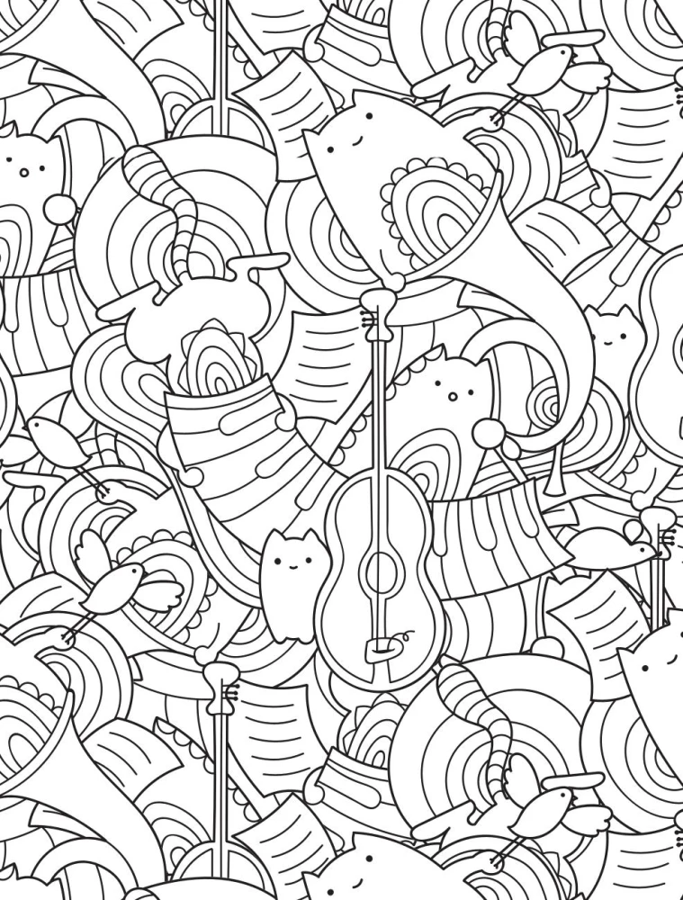 Kittens and other analgesics. Anti-stress coloring book