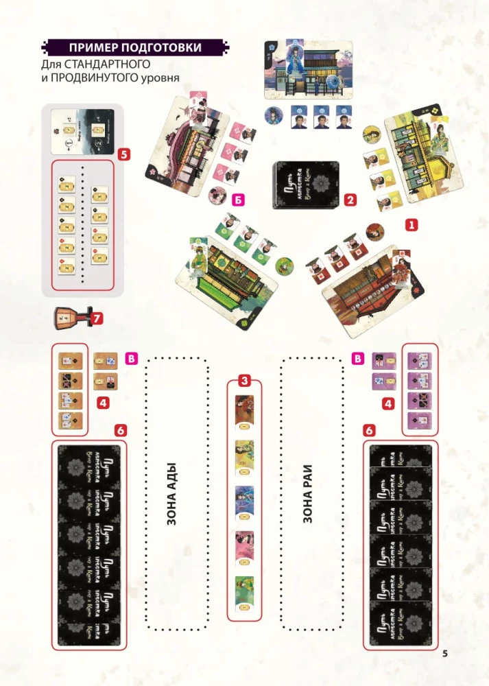Board Game - Petal Path. Evening in Kyoto