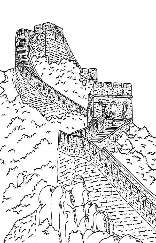 China. The Path to the Celestials. Stress Relief Coloring Book