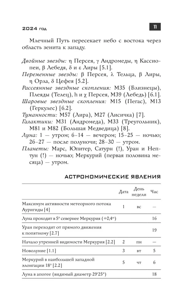 Астрономический календарь для школьников на 2024/2025 учебный год