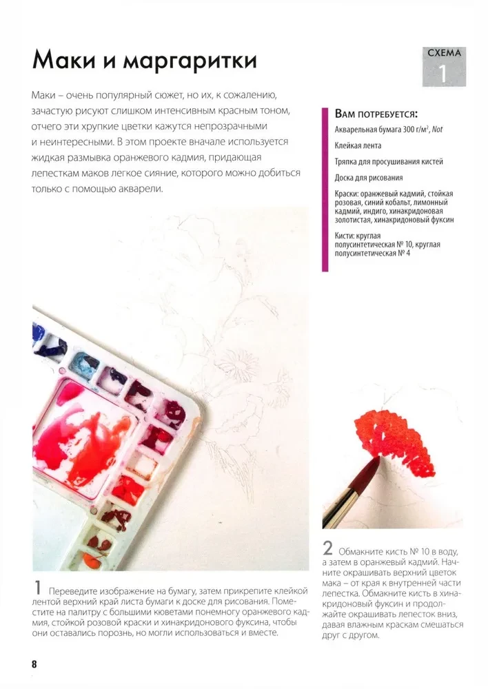 Folder with Watercolor Paper Magical Flowers. Paint with Watercolor + Brochure