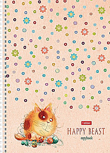 Notizbuch 80 Blätter, kariert, A4, Spiralbindung - Glückskinder, in assortierter Auswahl