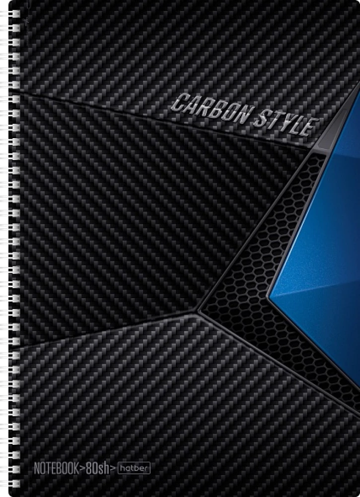 Notebook 80 sheets, grid, A4, spiral - CarbonStyle, assorted