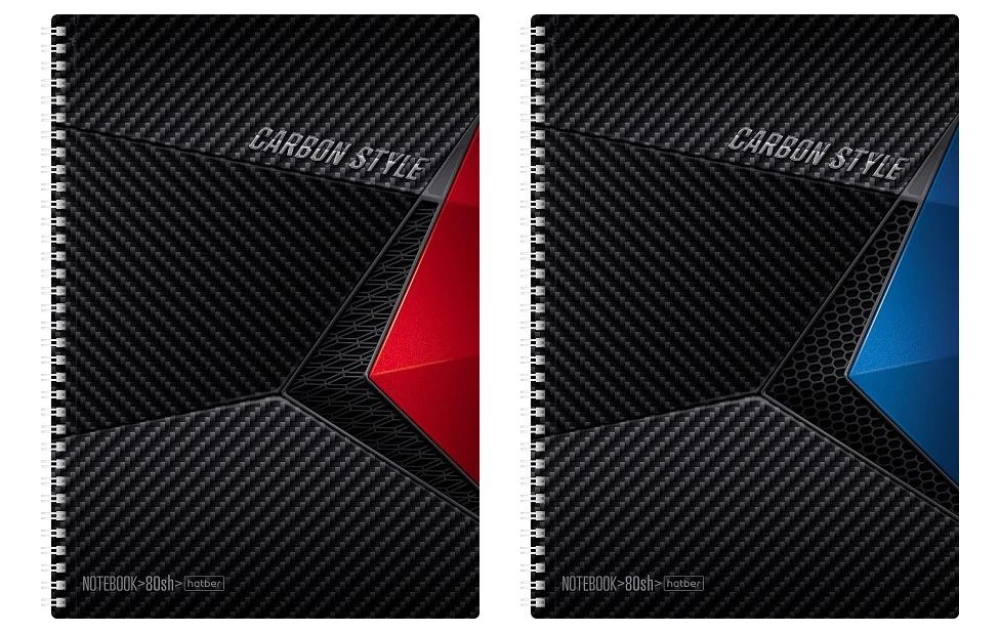 Notebook 80 sheets, grid, A4, spiral - CarbonStyle, assorted