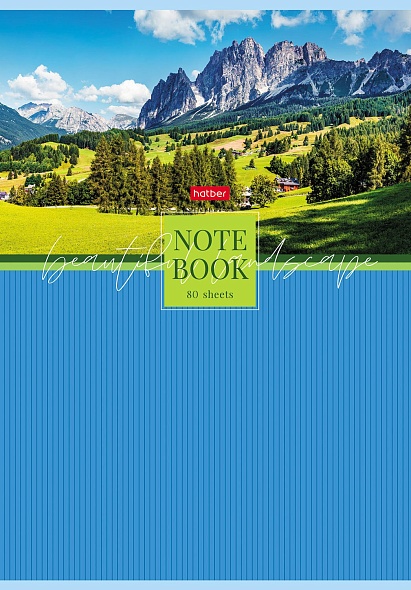 Тетрадь - Живописные пейзажи, 80 листов, А4, клетка, в ассортименте