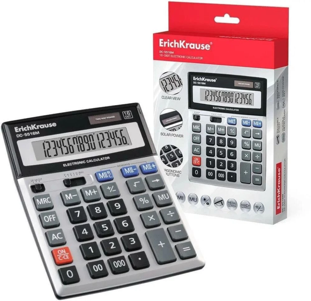 16-Digit Calculator, Silver