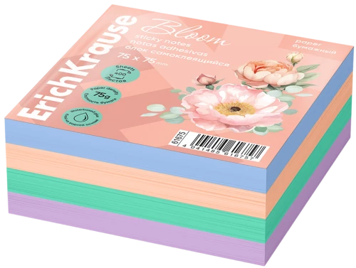 Self-adhesive paper block, 75x75 - Pastel Bloom (400 sheets, 4 colors)