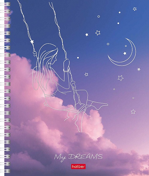 Notatnik - DREAMS na grzbiecie, A5, 96 stron, kratka, w asortymencie