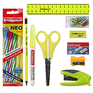 Zestaw biurowy, 14 elementów, obracający się, kolor żółty, Mini Desk, Neon Solid