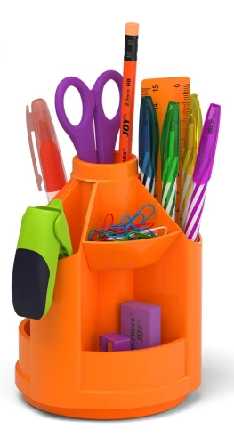 Mini Desk Rotating Plastic Set - Neon Solid, Orange
