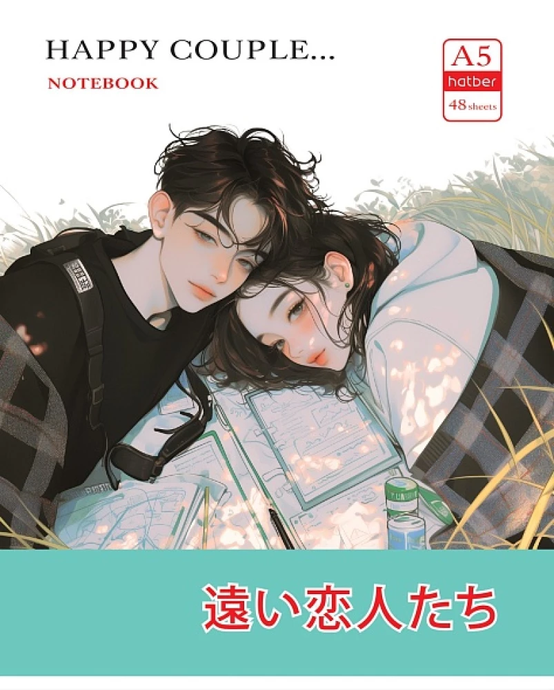 Notebook - Alpha Couple, A5, 48 sheets, grid, assorted