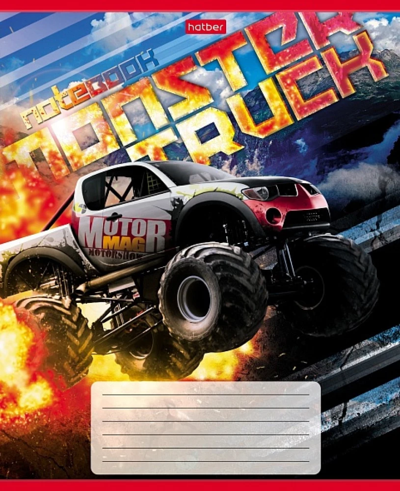 Notebook - MonsterTruck, A5, 24 kartki, kratka, w asortymencie