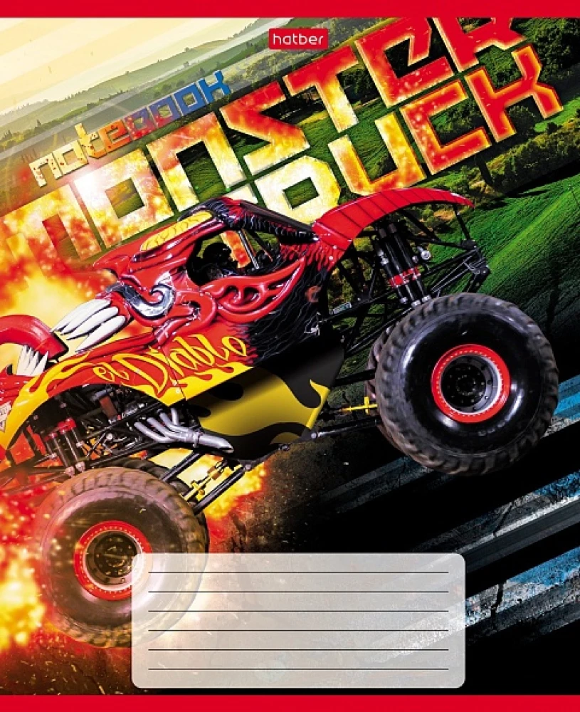 Notebook - MonsterTruck, A5, 24 kartki, kratka, w asortymencie