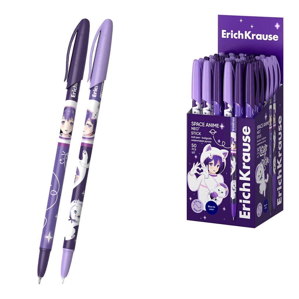 Ручка шариковая - Neo Stick Space Anime 0.7, Super Glide Technology, в ассортименте