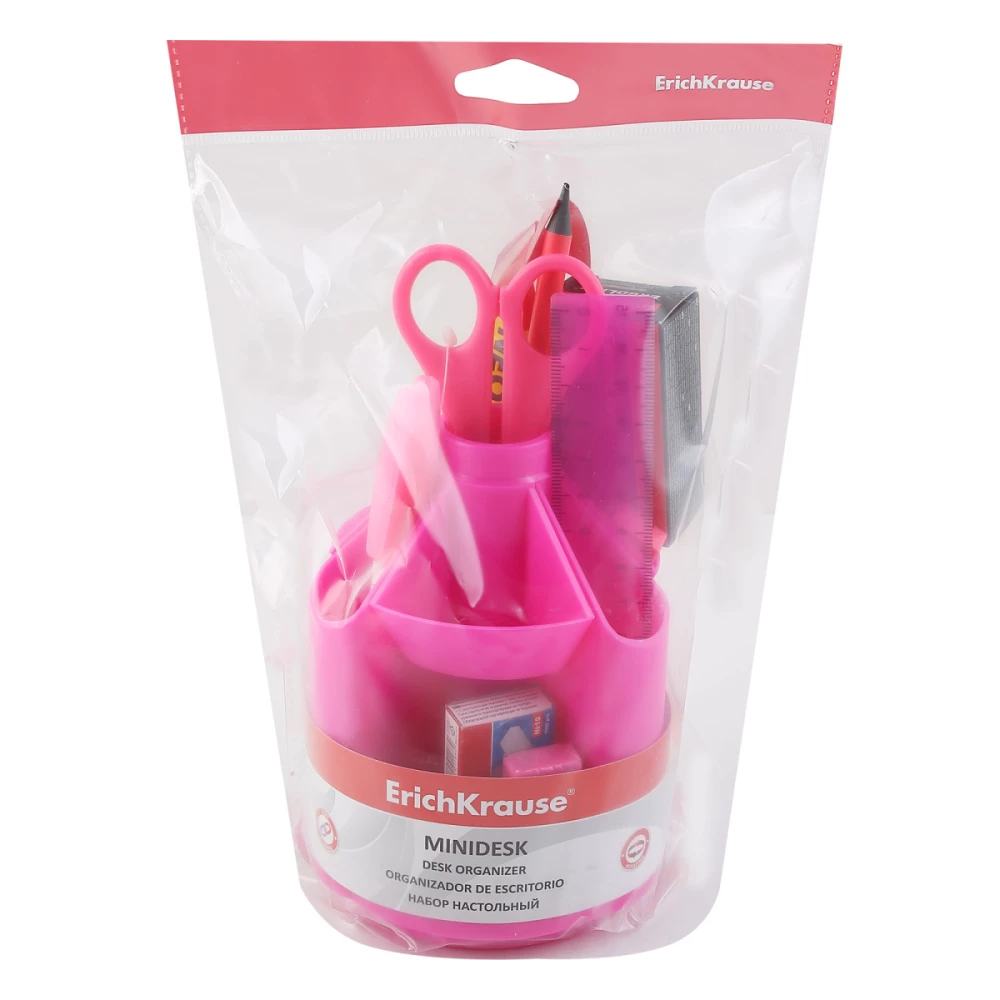 Zestaw biurowy, 14 przedmiotów, obrotowy, kolor różowy, Mini Desk Neon Solid