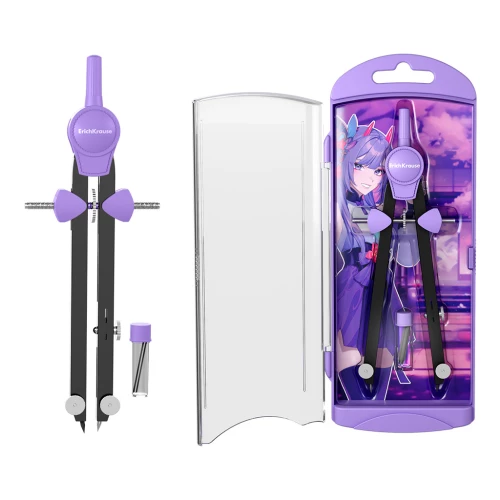 Compass - Manga, (metal compass and replaceable lead), case, purple